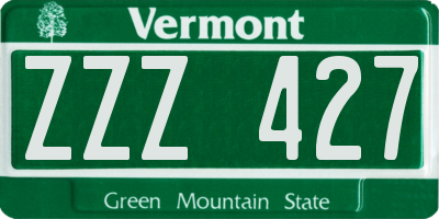 VT license plate ZZZ427