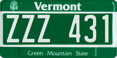 VT license plate ZZZ431