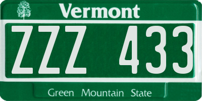 VT license plate ZZZ433