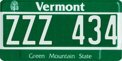 VT license plate ZZZ434