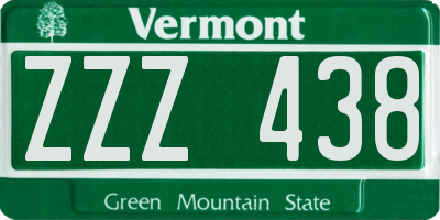VT license plate ZZZ438