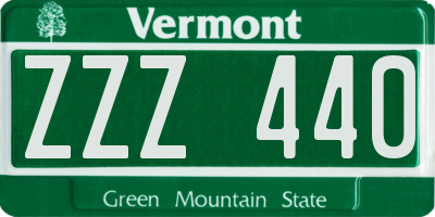 VT license plate ZZZ440