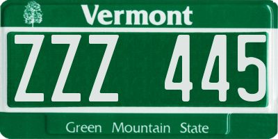 VT license plate ZZZ445