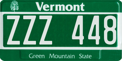 VT license plate ZZZ448