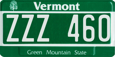 VT license plate ZZZ460
