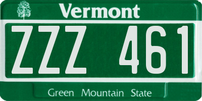 VT license plate ZZZ461