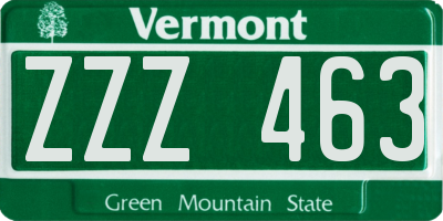 VT license plate ZZZ463