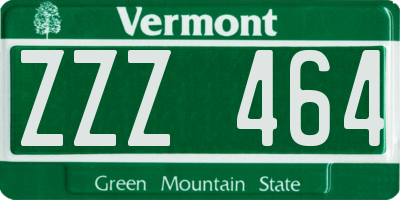 VT license plate ZZZ464