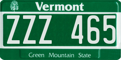 VT license plate ZZZ465