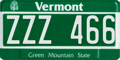 VT license plate ZZZ466