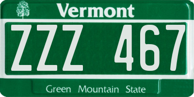 VT license plate ZZZ467