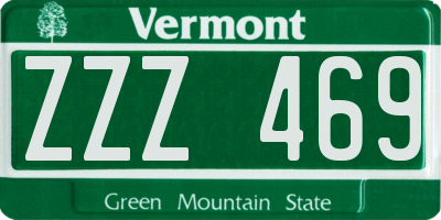 VT license plate ZZZ469