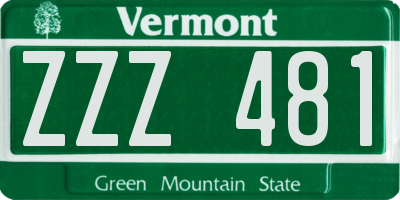 VT license plate ZZZ481