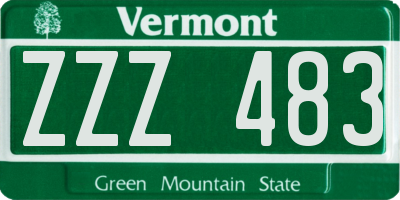 VT license plate ZZZ483