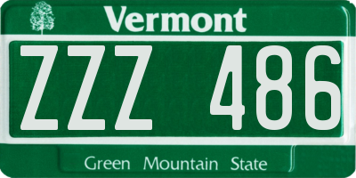VT license plate ZZZ486