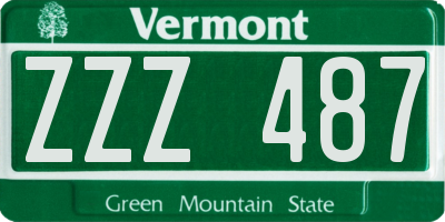 VT license plate ZZZ487