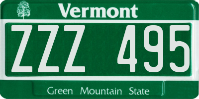 VT license plate ZZZ495