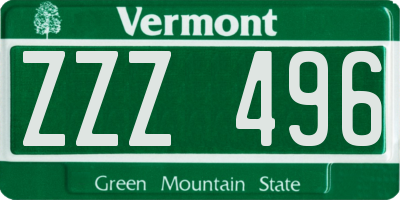VT license plate ZZZ496