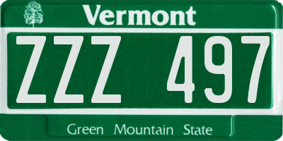 VT license plate ZZZ497