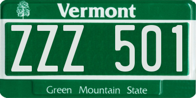 VT license plate ZZZ501