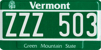 VT license plate ZZZ503