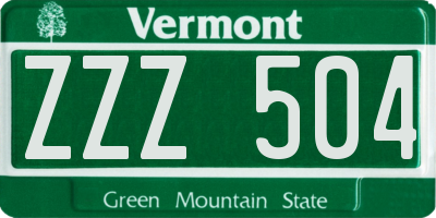 VT license plate ZZZ504