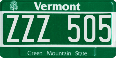 VT license plate ZZZ505