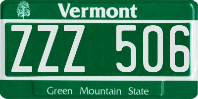 VT license plate ZZZ506