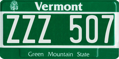 VT license plate ZZZ507
