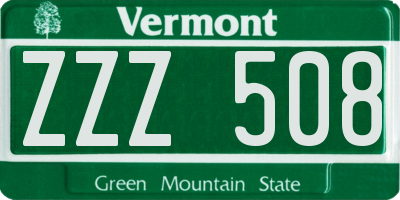 VT license plate ZZZ508