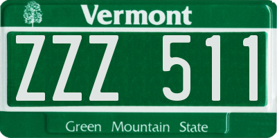 VT license plate ZZZ511