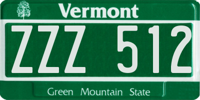 VT license plate ZZZ512