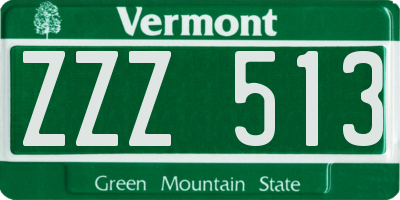 VT license plate ZZZ513