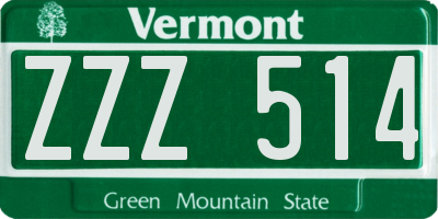 VT license plate ZZZ514