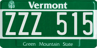 VT license plate ZZZ515