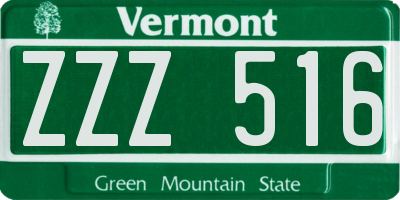 VT license plate ZZZ516