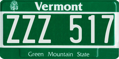 VT license plate ZZZ517
