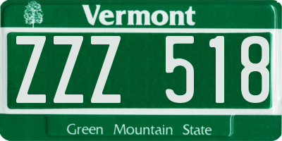 VT license plate ZZZ518