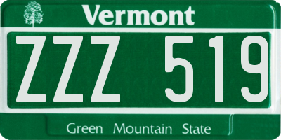 VT license plate ZZZ519