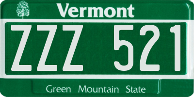 VT license plate ZZZ521