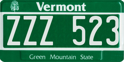 VT license plate ZZZ523