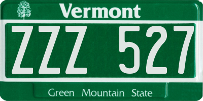 VT license plate ZZZ527