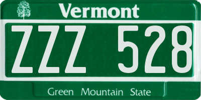 VT license plate ZZZ528