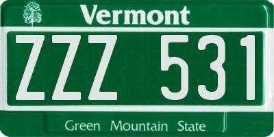 VT license plate ZZZ531
