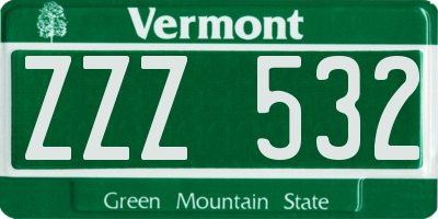 VT license plate ZZZ532