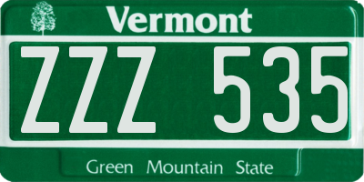 VT license plate ZZZ535