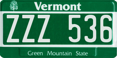 VT license plate ZZZ536