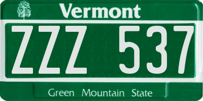 VT license plate ZZZ537