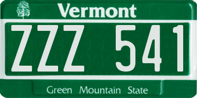 VT license plate ZZZ541