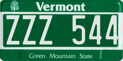 VT license plate ZZZ544